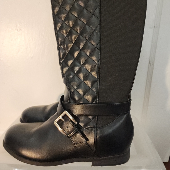 Michael Kors Boots Womens 6 Girls  4 Riding Knee High Vegan Leather Black - Picture 7 of 10
